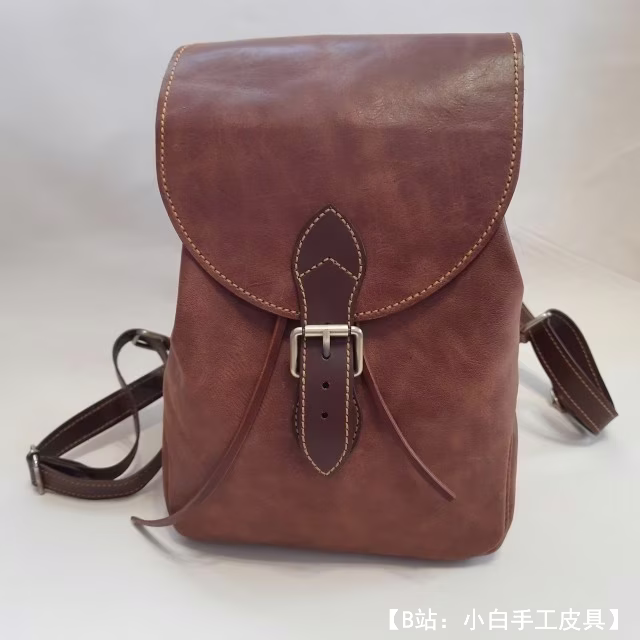 带翻盖的小皮革背包的图案 - 1