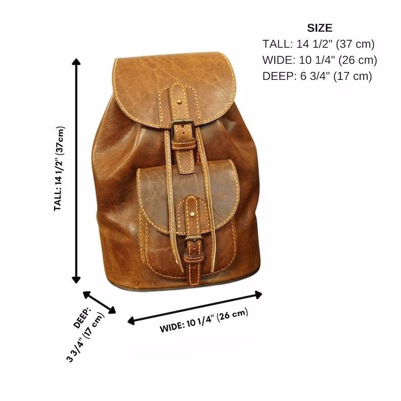 小号真皮女士翻盖背包图案 - 2