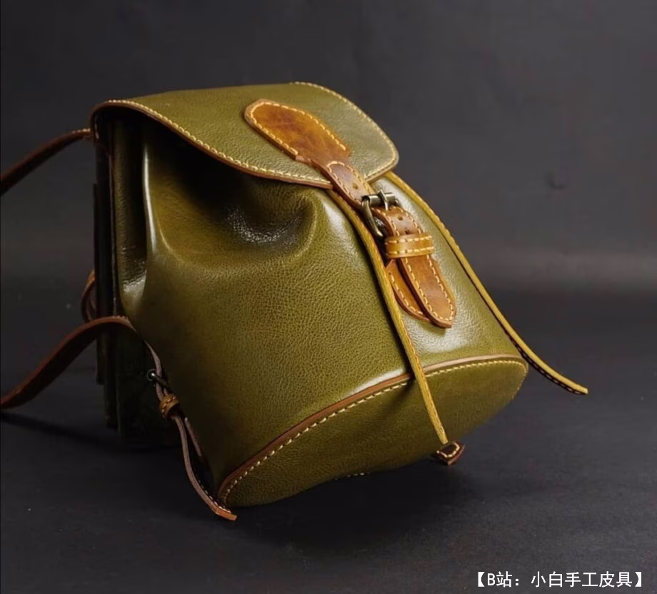 皮革女式背包带领带图案 - 2