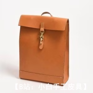 带翻盖和一个隔层的简约皮革城市背包的图案 - 1