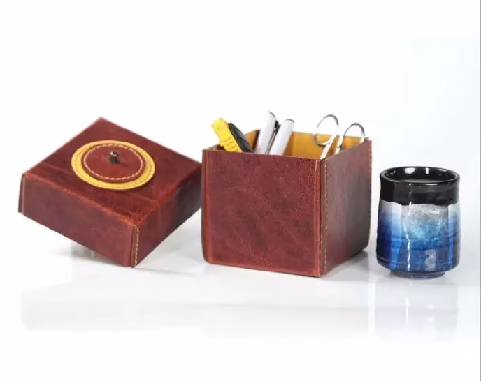 带盖皮盒图案 - 1