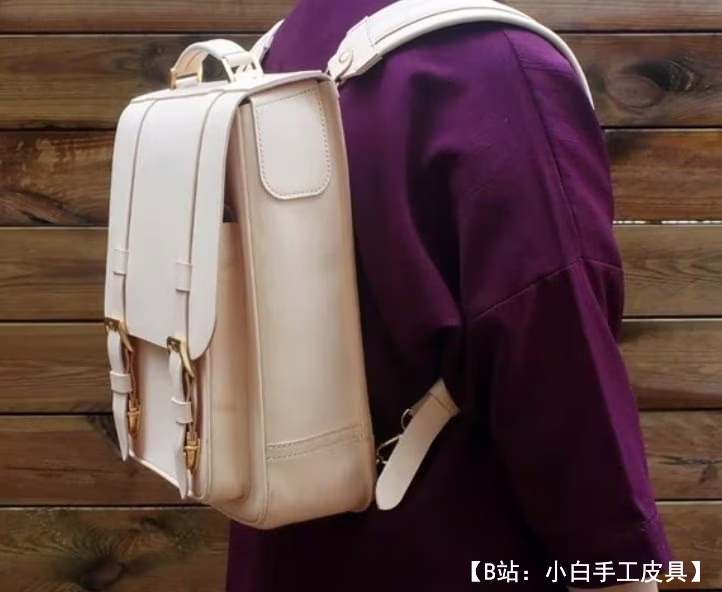 用于文件和笔记本电脑的大皮革背包的图案 - 3