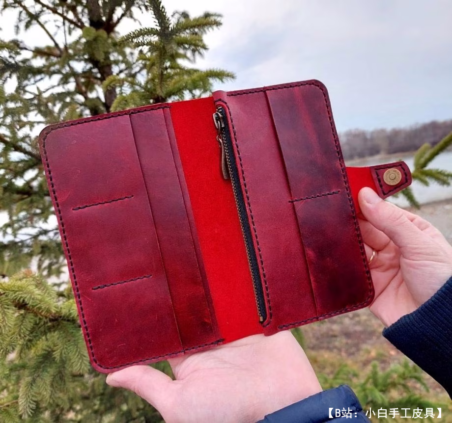 更长的皮革图案，带有拉链，可用于零钱找零 - 2