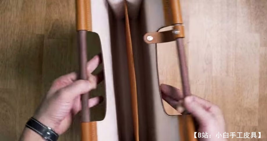 带木柄的图案皮革公文包（文件袋和笔记本电脑包） - 2