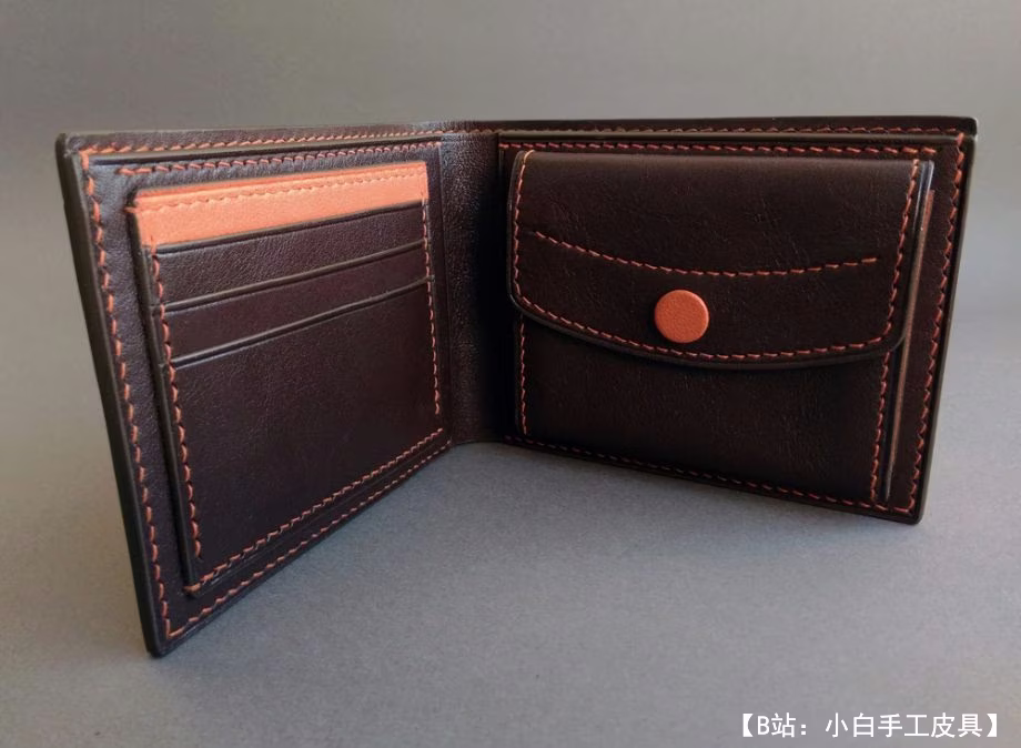 带钞票和银行卡按钮的双折钱包图案 - 3