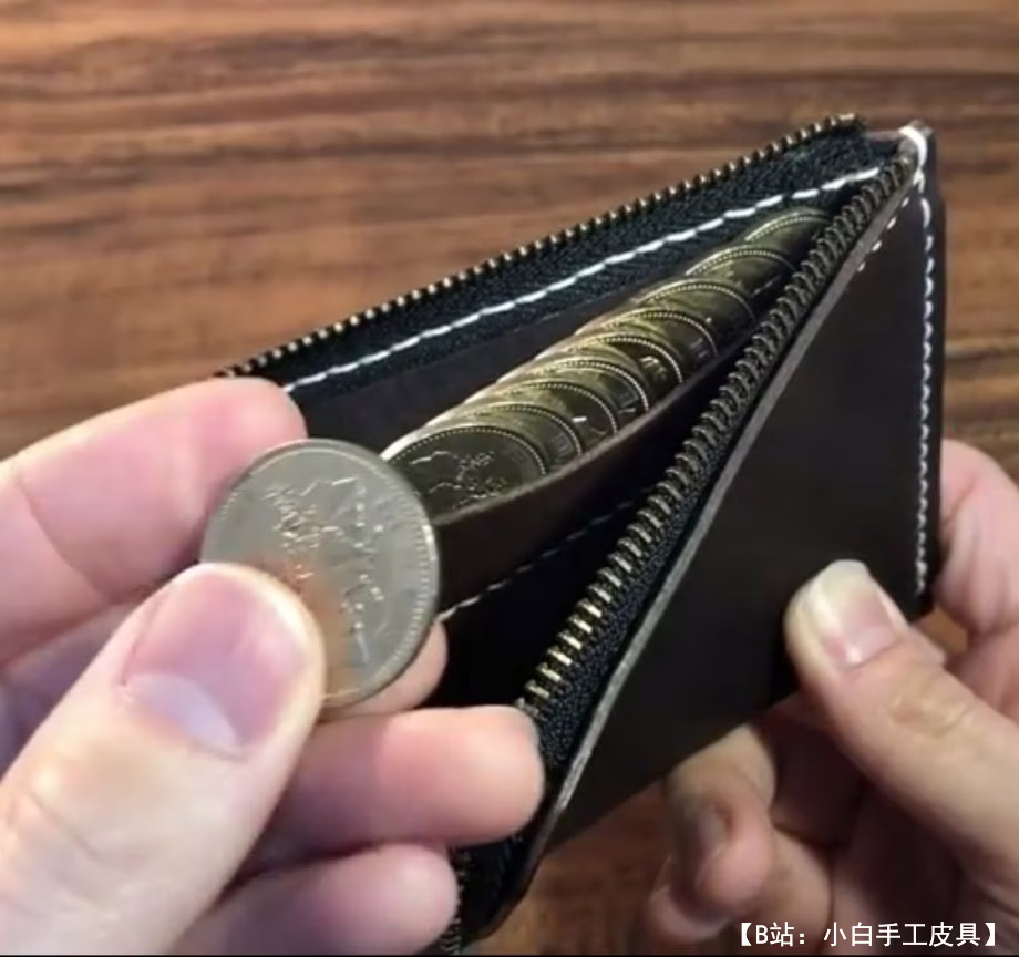 带拉链的薄拉链钱包图案，用于零钱 - 1