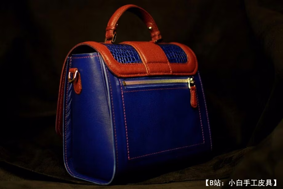 4毫米冲孔皮革女式包“Postman”的图案 - 3