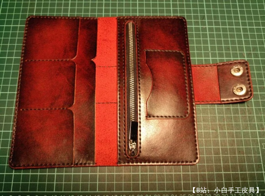 两粒扣皮革长钱包（长钱包）图案 - 1