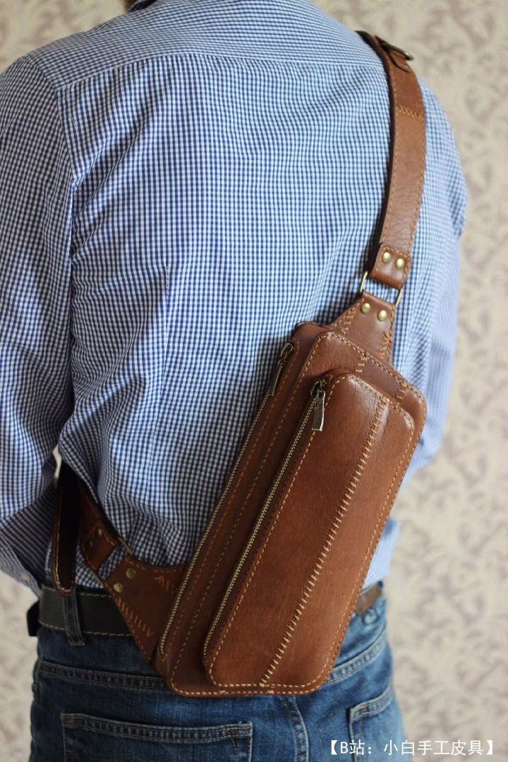 图案小牛皮男士斜挎包（Sling Bag） - 2