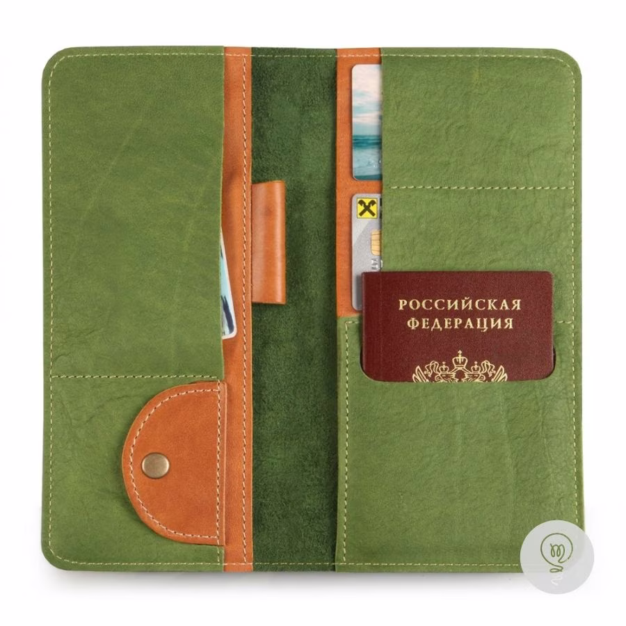 旅行者护照、登机和其他文件的皮革旅行图案 - 2