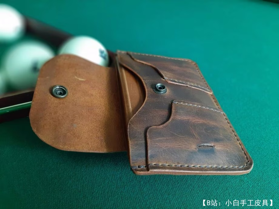 带按钮的汽车证件皮革卡夹图案 - 2