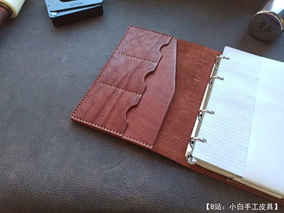 A5 日记本带整理器的皮革封面图案 - 3