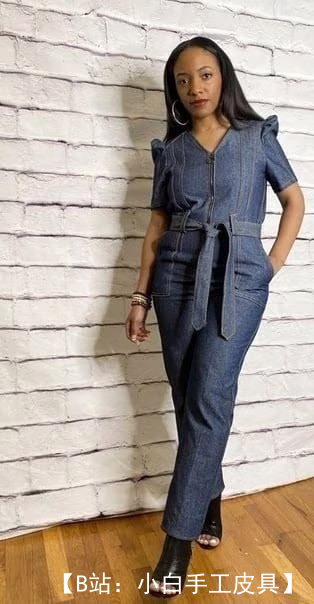 女式牛仔背带裤图案，尺码 00-30 US - 2