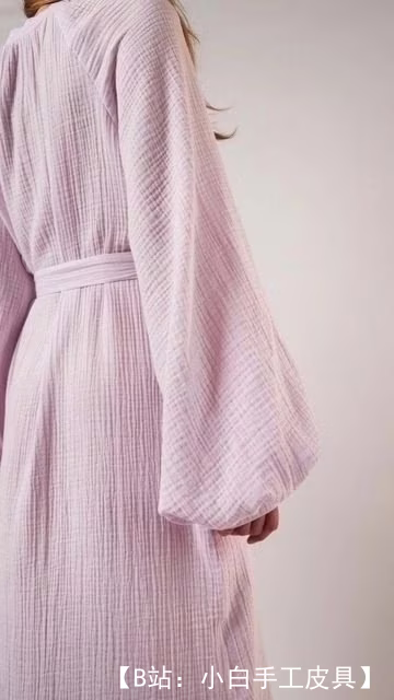 女式长袖闭领布料连衣裙图案尺寸 XXS-4XL - 2