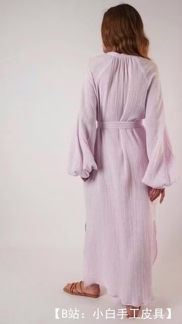 女式长袖闭领布料连衣裙图案尺寸 XXS-4XL - 4