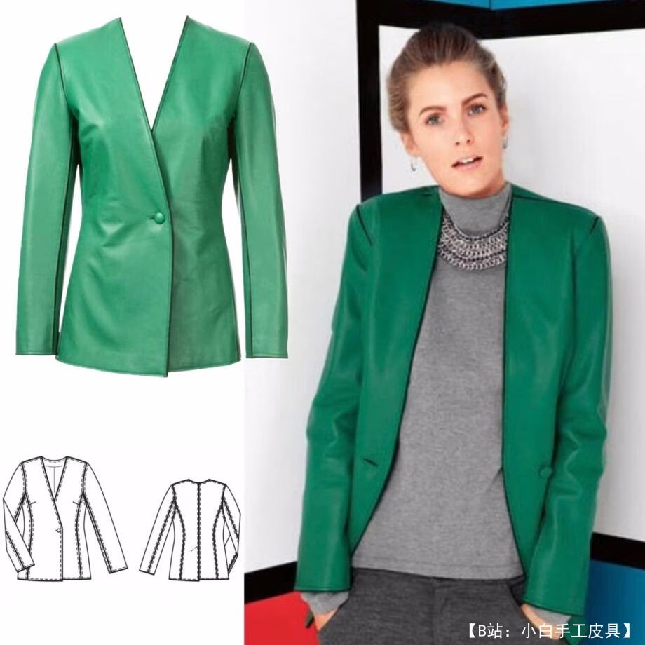 浅色女式面料夹克外套的图案 - 1