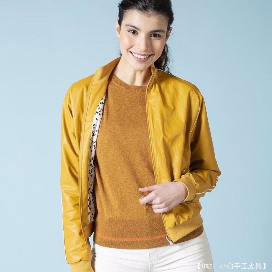 女式皮革轻型飞行员夹克图案尺寸 34-56 欧元 - 1