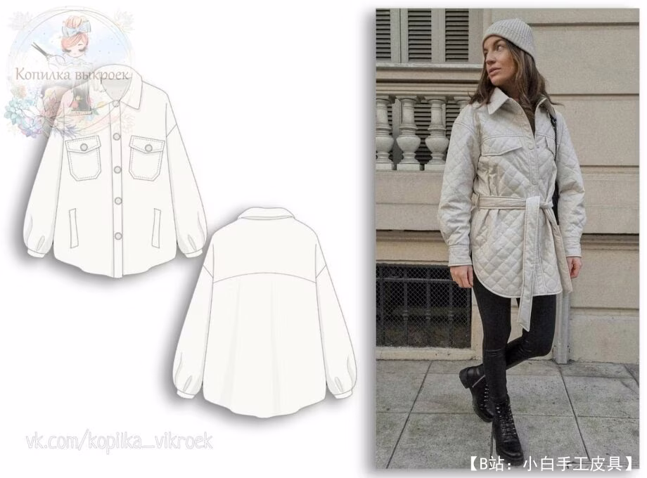 面料图案女式秋/春外套衬衫尺码 00-32 - 1