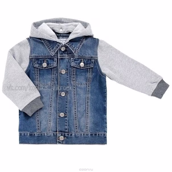 身高92-116厘米带帽针织儿童外套图案（牛仔裤+布料） - 1