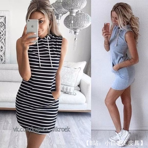 女式带帽运动连衣裙图案 - 1