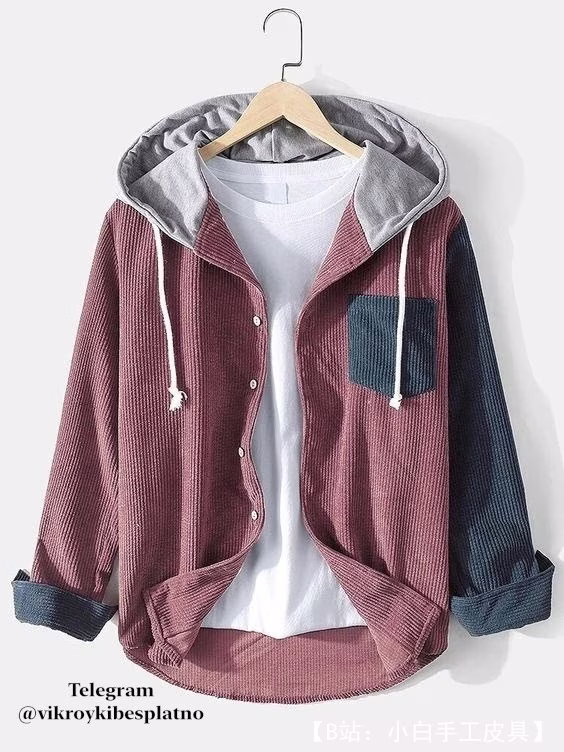 带帽针织男式衬衫的图案 - 3