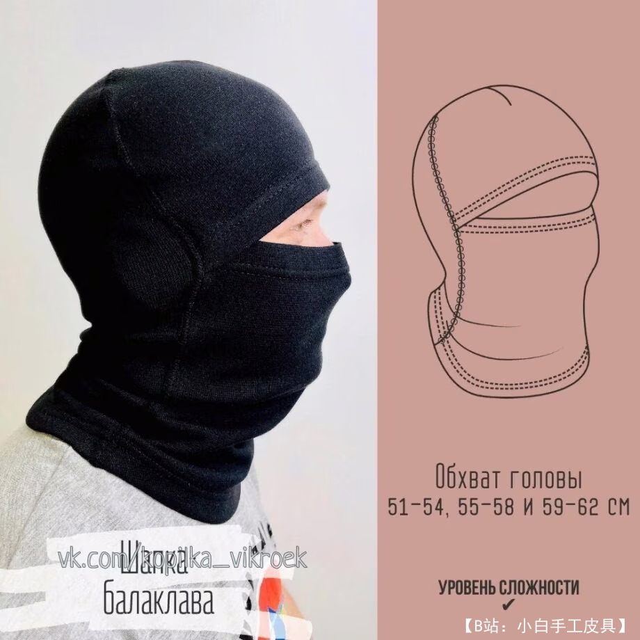 儿童和男士通用针织巴拉克拉法帽图案 - 1