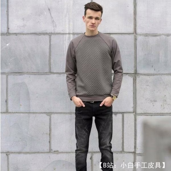 男士插肩袖针织运动衫图案 - 1