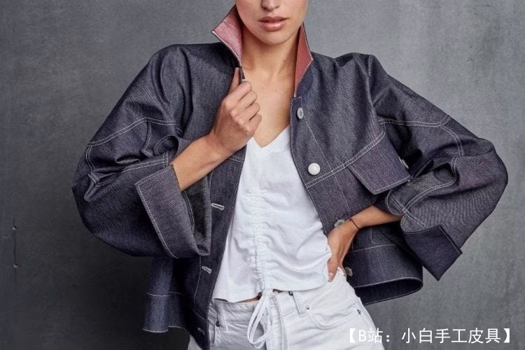 花纹图案浅色女式牛仔外套尺码：34-48欧元 - 1