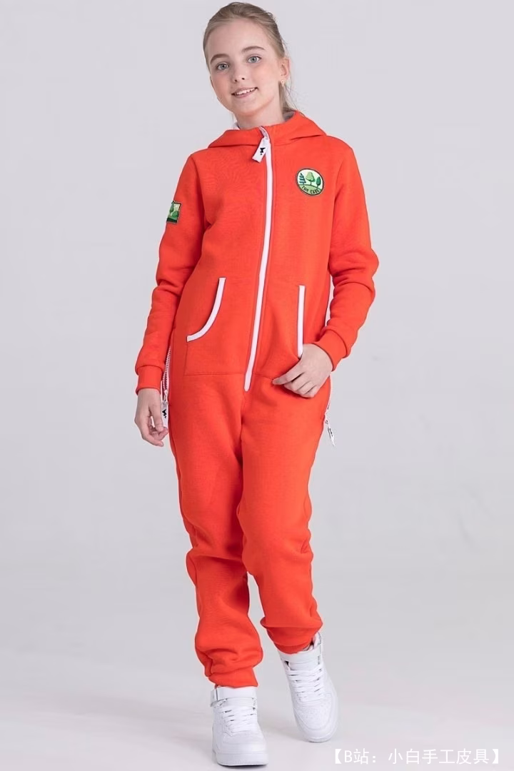 儿童针织背带裤图案，尺码从135到158。中间有拉链 - 1