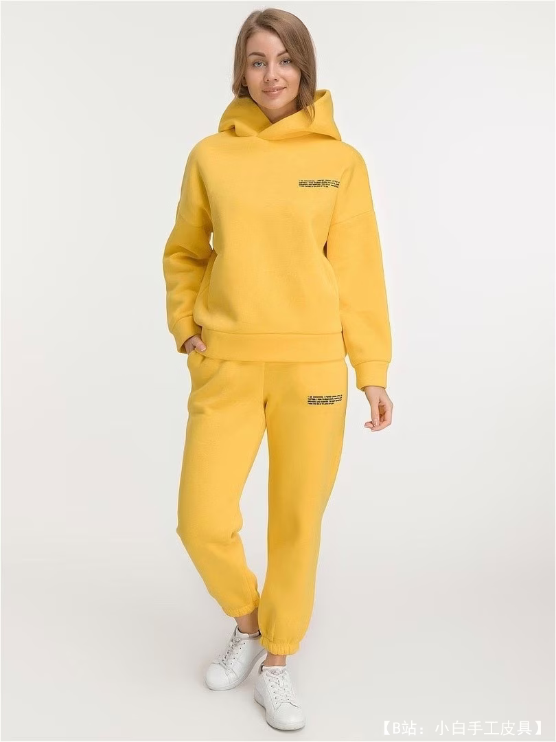 由羊毛、页脚或其他针织面料制成的女式连帽衫图案 - 1