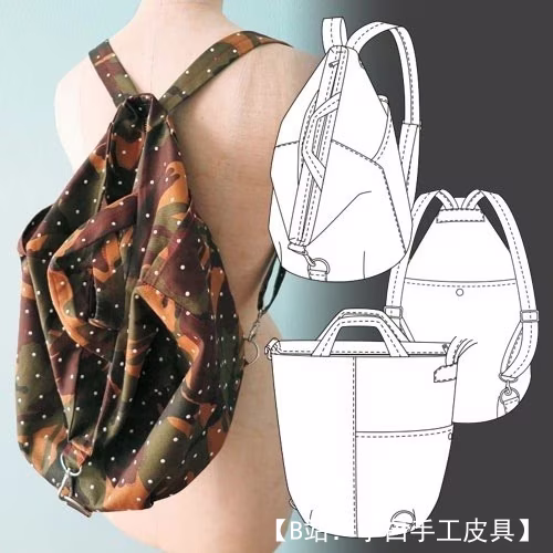 布袋/背包的图案可变形，带有大拉链隔层 - 1