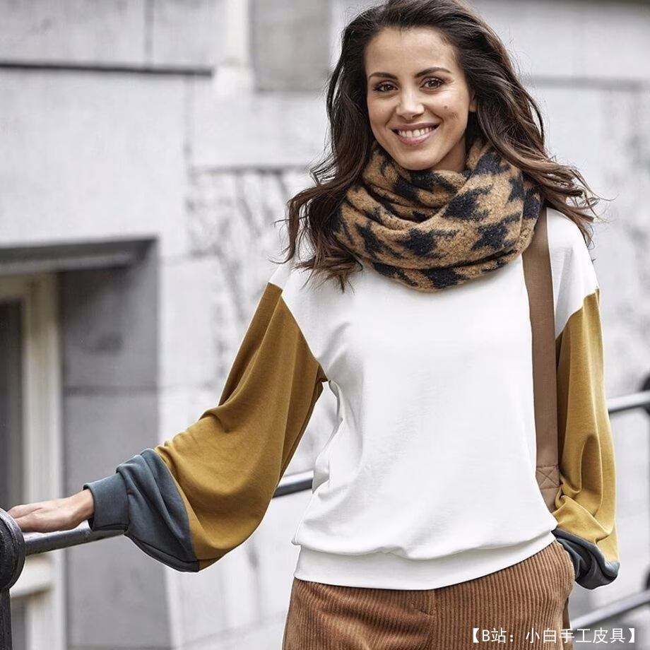 Выкройка женский свитшот колорблок со спущенным плечом - 1