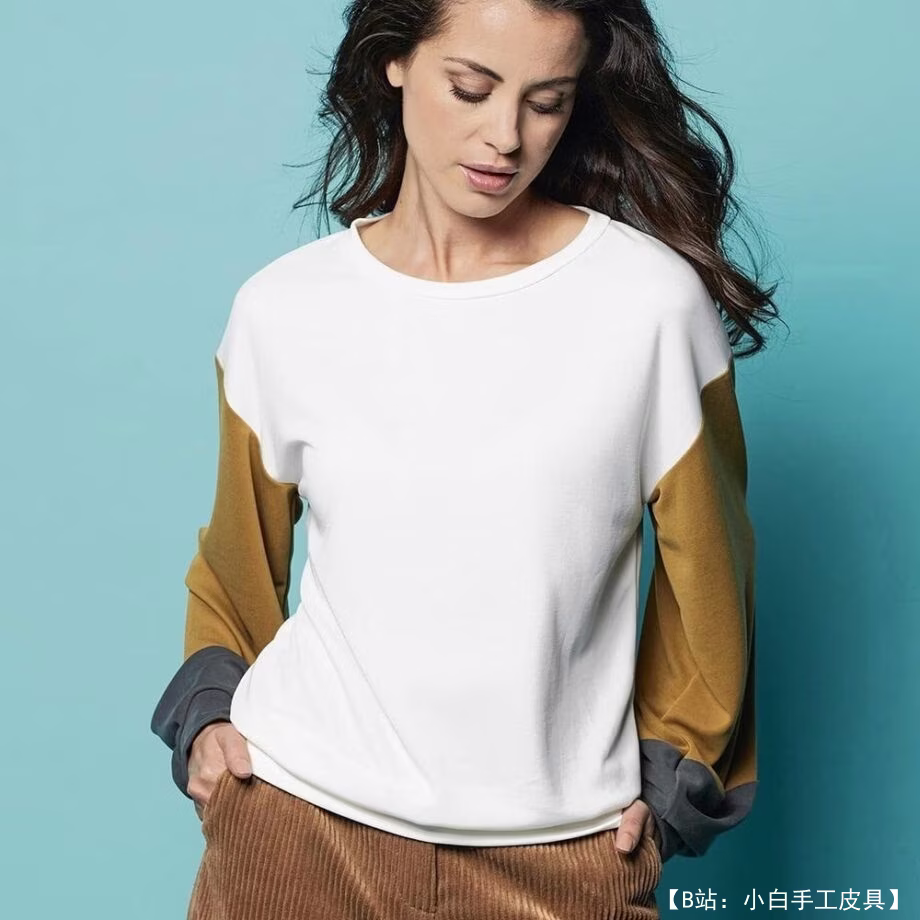 Выкройка женский свитшот колорблок со спущенным плечом - 2