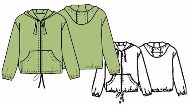 图案男女通用运动夹克风衣带帽 - 2