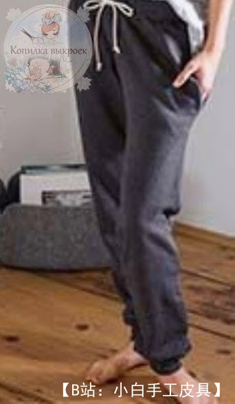 女式黑色运动裤图案 - 1