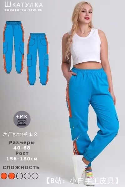 女式工装裤图案 - 1