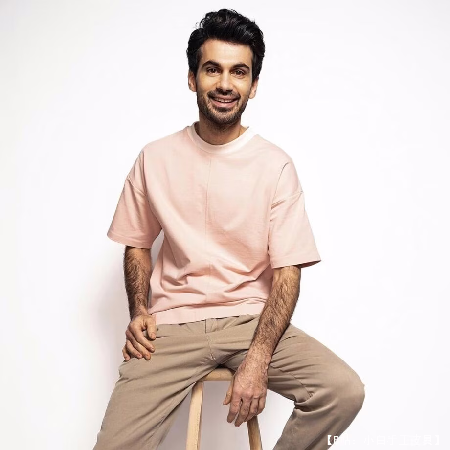 男式图案面料缝线长袖 T 恤，中号：XXS-XXXL - 2