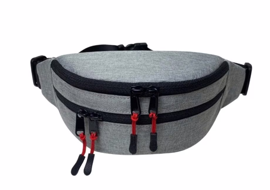 带两个拉链隔层的图案织物腰包 - 1