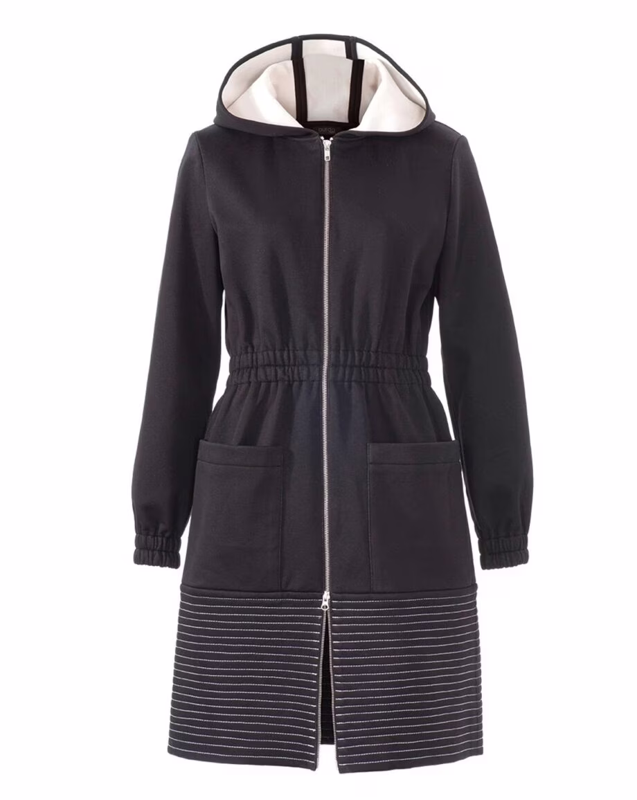 女式针织派克大衣面料图案尺寸从 36 到 44 - 1