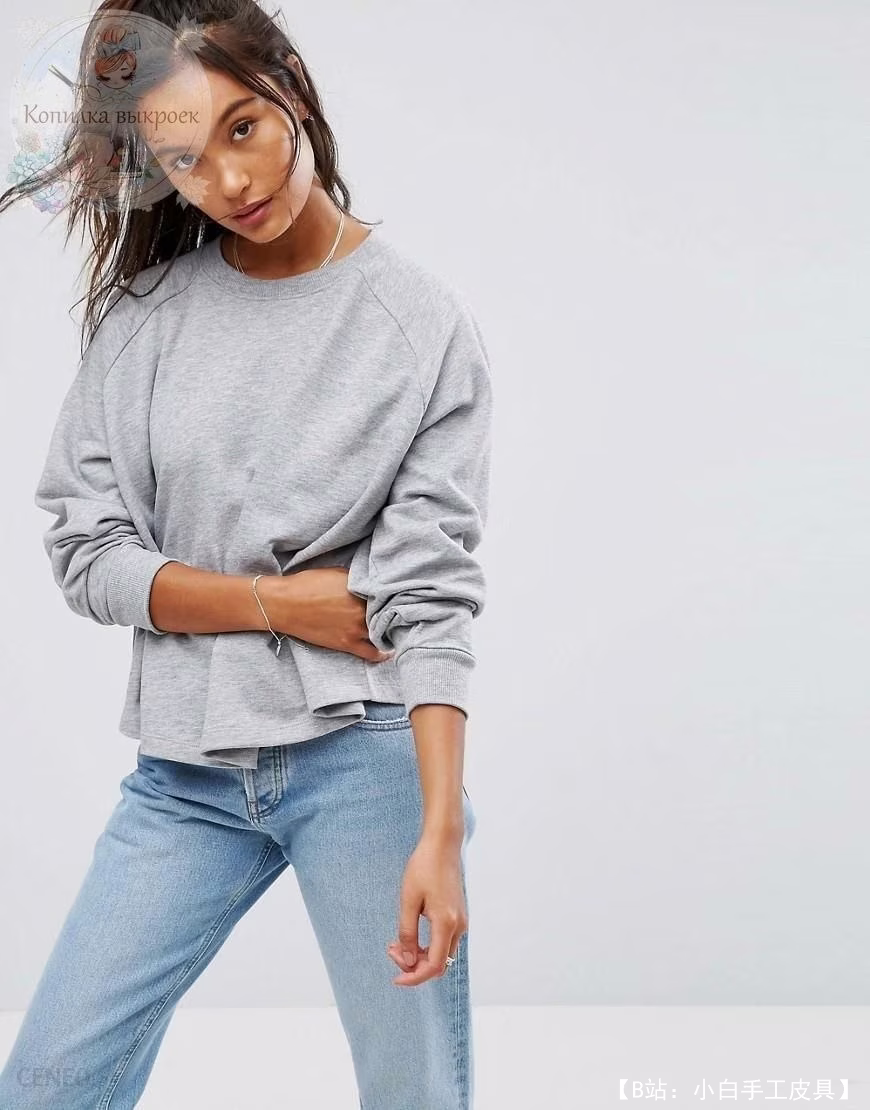 女式插肩袖运动衫面料图案，尺寸从 36 到 42 - 1