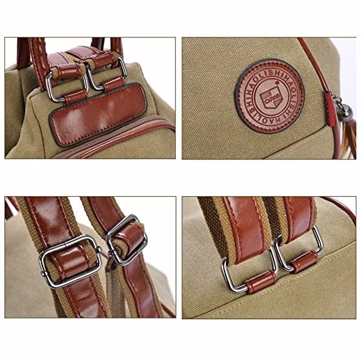 由织物和皮革制成的组合小背包的图案 - 2