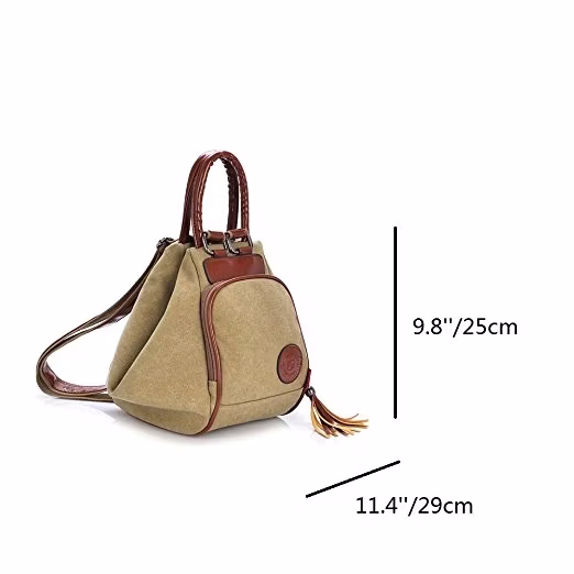 由织物和皮革制成的组合小背包的图案 - 5