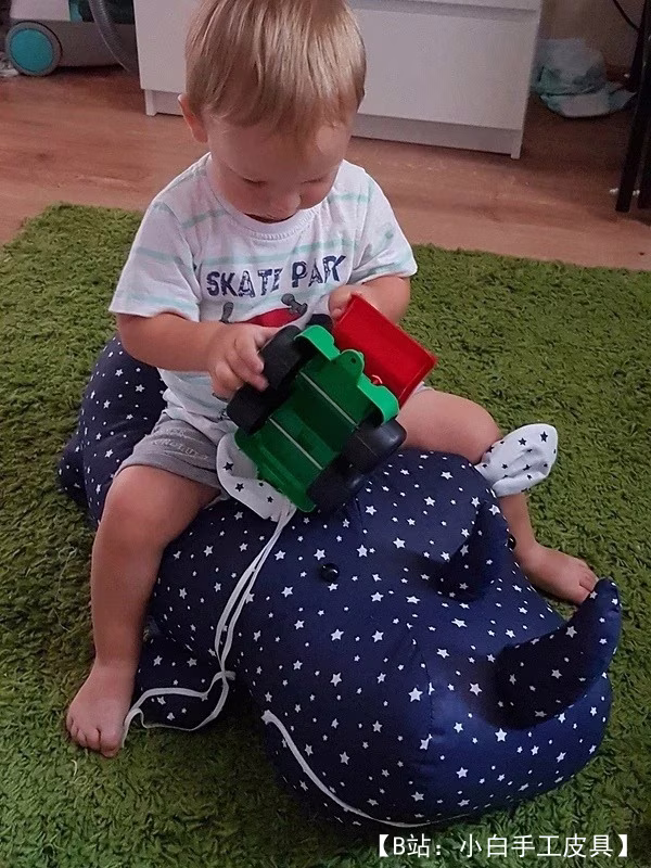 图案织物玩具河马尺寸 67 x 33 厘米。 - 3