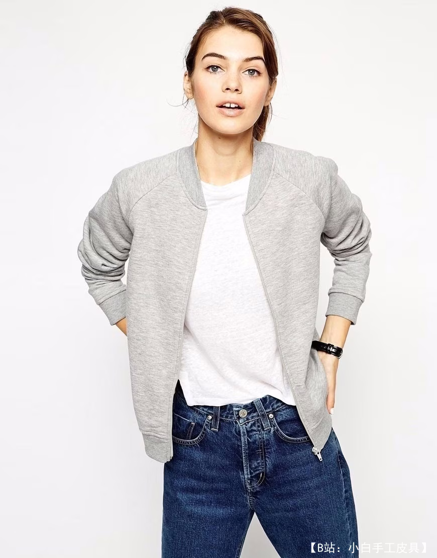 女式针织运动飞行员夹克图案，尺码从 XS 到 XL - 1