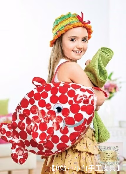 鱼形织物背包的图案 - 3