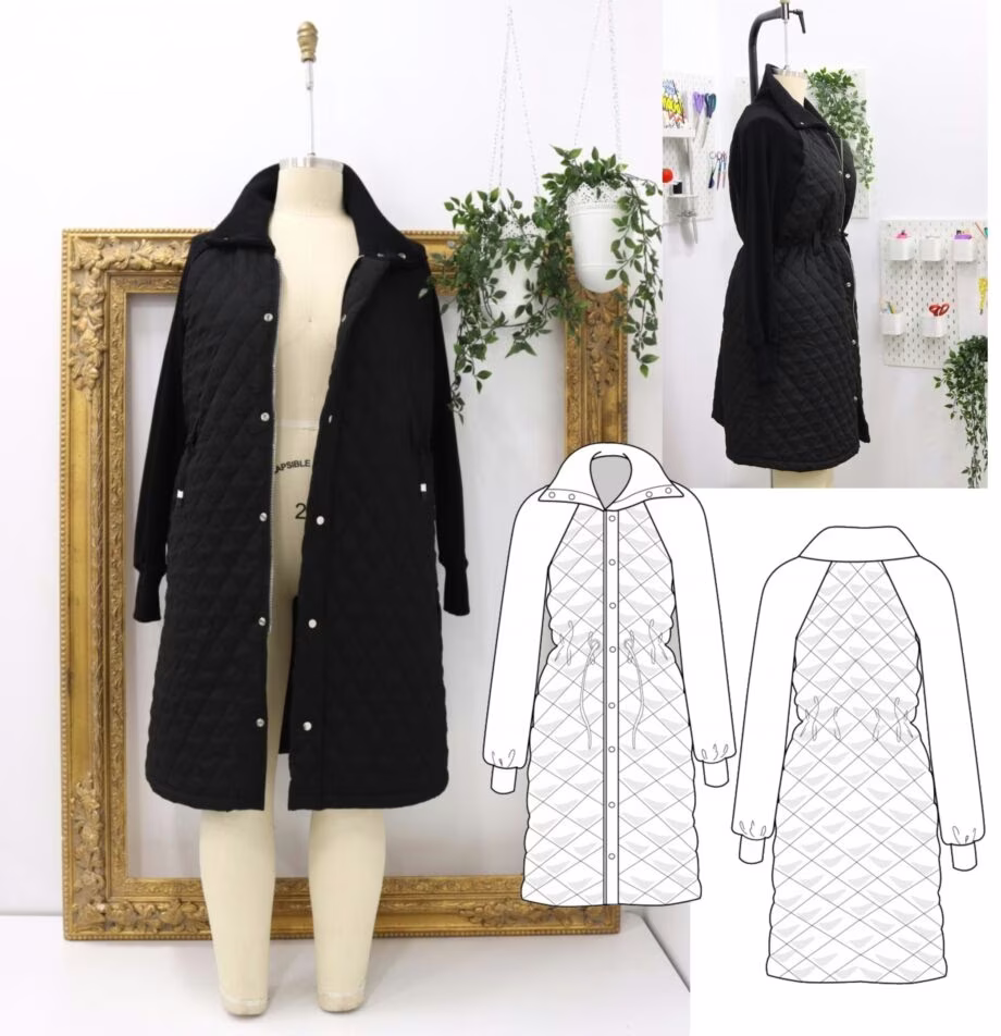 浅色针织绗缝女式外套图案尺寸 0/2-28/30 US - 1