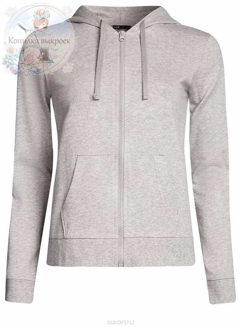 女式拉链连帽运动衫图案，尺码 34-52（欧元） - 1