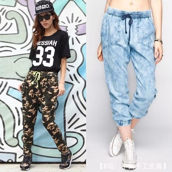 女式面料慢跑裤图案 - 1