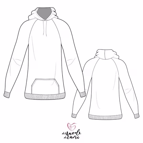 插肩袖图案运动衫/连帽衫 38-50 欧洲/42-56 俄罗斯 - 1