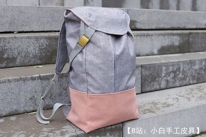 带闭合翻盖的大型织物城市背包的图案 - 1